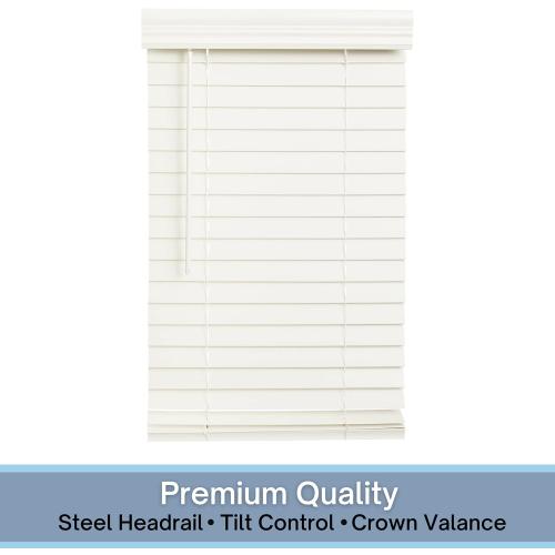 LOTUS & WINDOWARE Cordless 2-inchFaux Wood Blind 70 Wide x 48 Long,(Soft White-Antique White),Smooth, Room Darkening, Horizontal Blinds for Living Room, Bedroom, Interior Door Windows - 70 x 48,Sof