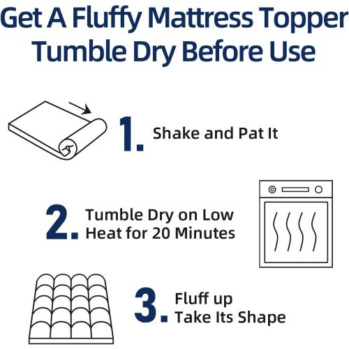 Mattress Topper Queen for Back Pain, Extra Thick Mattress Pad Cover, Plush Pillow Top, Deep Elastic Pocket, White