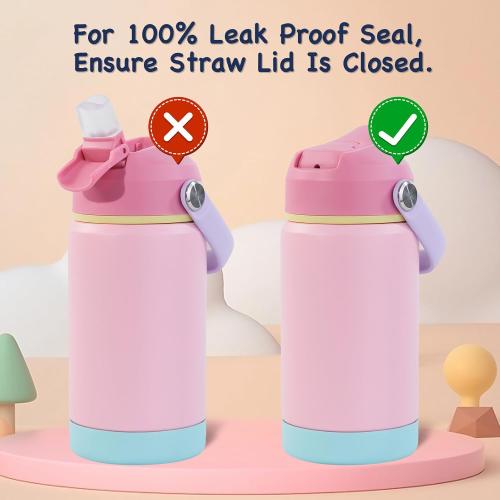 Kerilyn 12oz Insulated Water Bottle For Kids, Stainless Steel Insulated Kids Water Bottle, Toddler Cup With Straws Leak-proof, Kids Water Bottles For School Boys Girls, BPA Free, Green