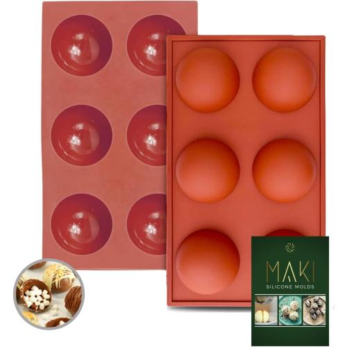 Hot Chocolate Bomb Mold - Semi Sphere Silicone Mold, Make Hot Chocolate Bomb, Baking Cake, Jelly, Dessert, Dome, Mousse, Candy (2 Pack)