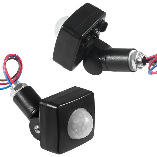 2PCS Human Body Infrared Sensor Adjustable PIR Motion Sensor Detector Outdoor Indoor Infrared Light Switch with LED Light Sensitive AC 85-265V Time Delay Home Lighting