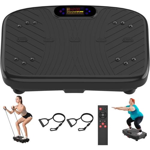 BLACK Vibration Plate Exercise Machine, Vibration Plate Platform for Lymphatic Drainage, 200 Adjustable Speeds Power Shaping Vibrating Plate Helps Weight Loss, Shaping, Max Weight 450 Lbs