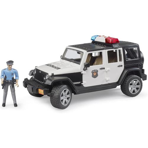 Bruder 02526 Jeep Rubicon Police car with Light skin Policeman, Jeep W/ Light Skin Policeman