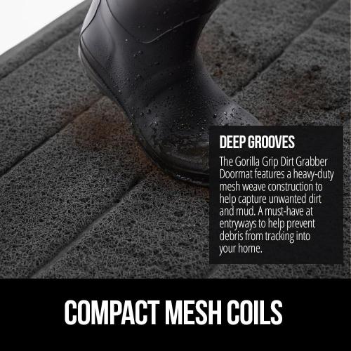 GORILLA GRIP Dirt Grabber Door Mat Durable Mesh for Indoor Outdoor Use | Front Door Mat Outside Entrance, 35X23, Heavy Duty Dirt Trapper, High Traffic Mud Scraper, Low Profile Welcome Mat, Dark Gray