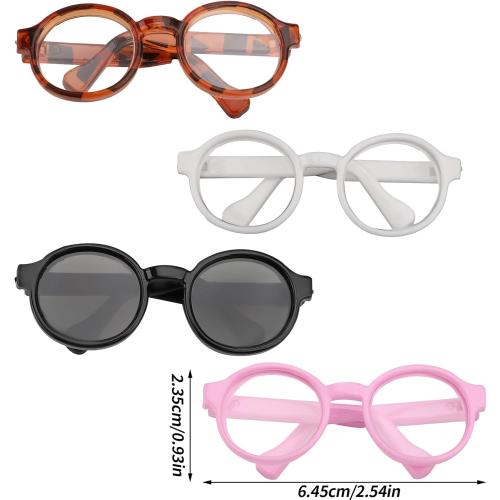BOXOB 4pcs Doll Glasses, 4 Colors Plastic Doll Dress up Eyeglasses Toy Glasses Costume Accessories Compatible with 5.12 Inch