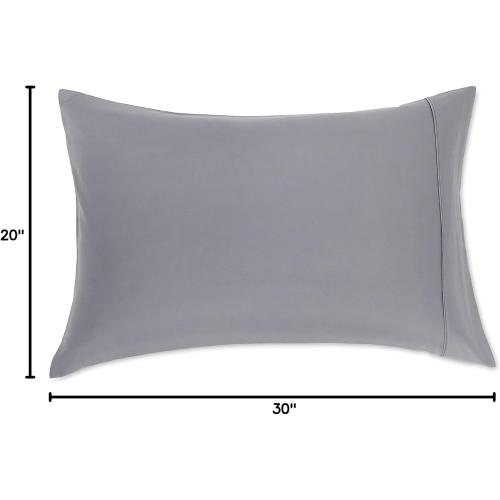 Amazon Basics Standard Pillow Cases, Machine Wash, Lightweight Super Soft Microfiber, Dark Gray, 20 x 30, Set of 2, Pillows Not Included