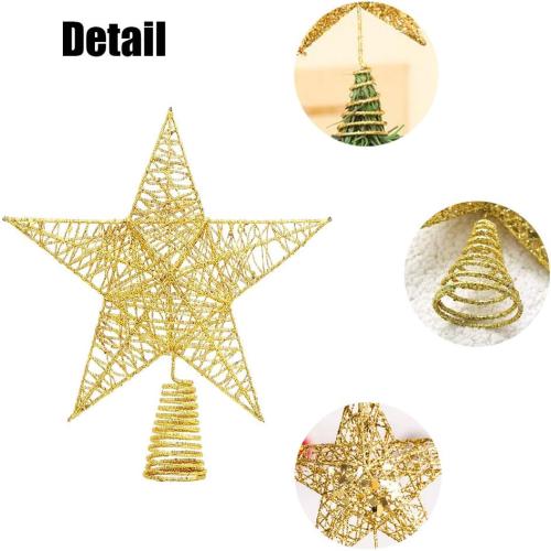 Christmas Tree Toppers Xmas Glitter Gold Hollow Star Treetop Topper for Christmas Tree Decoration. 1