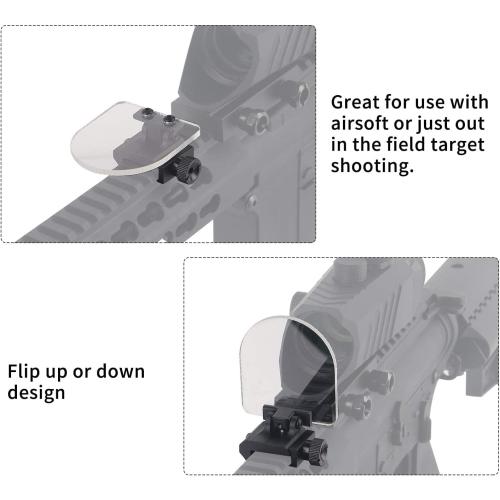 FOCUHUNTER Sight Protector for Scope Optic 3mm High Impact Shield Protector Rounded Foldable Lens Cover Shields Rail Mounted 20mm Clear Transparent Scope Lens