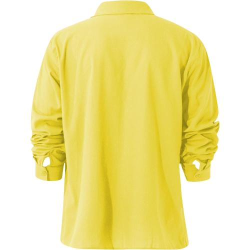 Size XL color yellow young kidsLinen Shirt Long Sleeve Button Down Solid Regular Fit Casual Summer Beach Shirts Top for Vacations