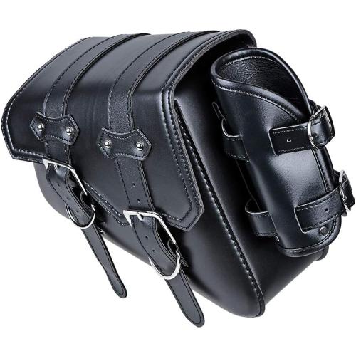 Astra Depot 1X Left PU Leather Motorcycle Solo Swingarm Side Tool Bag Saddlebag with Pannier Pouch Compatible with Harley Sportster XL883 XL1200