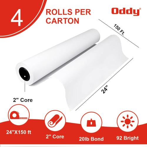 Size 24x 150 Wide Format Plotter Paper - 4 Rolls, 24” x 150 Ft, 20 lb Bond Paper (80 GSM with 2” Core), 96 Bright White, CAD Bond Paper for Inkjet Printers, Engineering, Architecture, and Blueprinting
