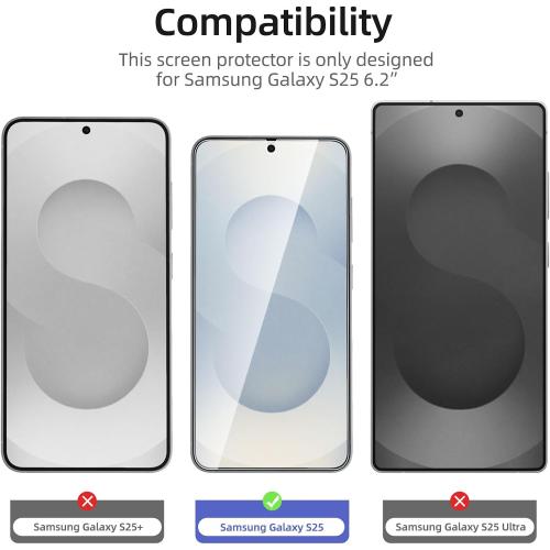 NEW'C 3 Pack Designed for Samsung Galaxy S25 Screen Protector Tempered Glass, Bubble Free, Ultra Resistant | Tempered Glass, Bubble Free, Ultra Resistant