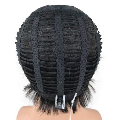 Aimole Mens Wigs Short Black Straight Hair Synthetic Full Wig(2 Black)