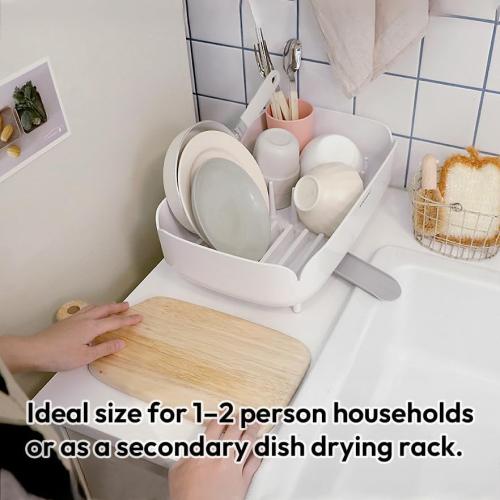 carrotez Split-Design Small Dish Drying Rack 9.5'' × 15.9'' × 4.9'' - White