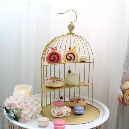 3 Tier Metal Bird Cage Cupcake Cake Stand, Dessert Display for Wedding, Party, Birthday, Baby Shower Celebrations, Home Decoration
