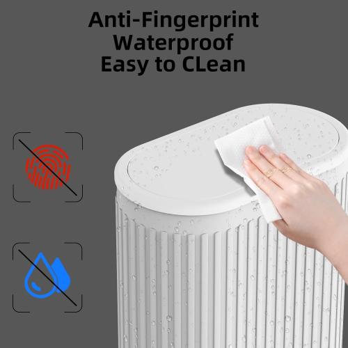 1.8 Gallons Small White Bathroom Trash Can with Lid, Slim Bathroom Garbage Bin, Removable Liner Bucket, Dog Proof Trash Can with Pop-Up Lid for Bedroom,Toilet