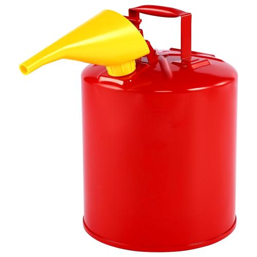 VEVOR Safety Gas Can, 5 Gallon Type I Red Metal Container for Liquid Material with Stainless Steel Flame Arrester, Self-Closing Lid & PE Funnel, Carbon Steel Flammable Saving with Handle