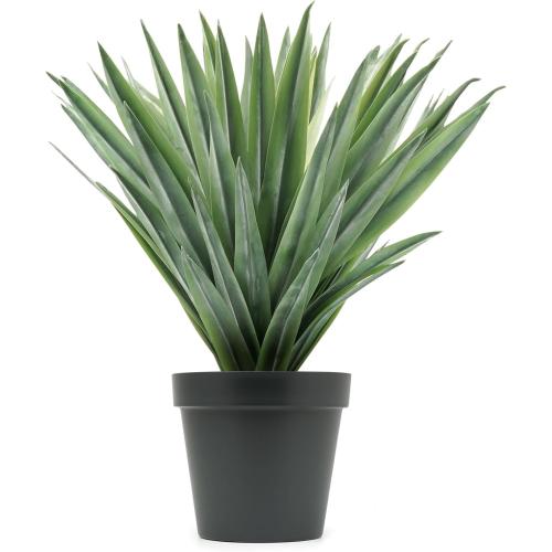 Velener Artificial Agave Plant in Black Pot with Real Stone Pebbles, Large Fake Agave Plants for Indoor and Outdoor-15 inches Tall, 81 Leaves