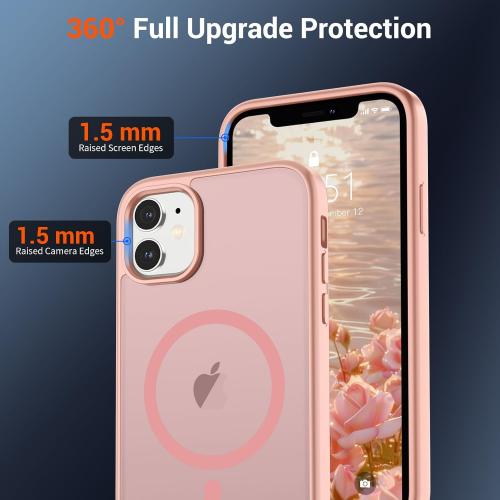 SUPFINE Magnetic for iPhone 12 Case/iPhone 12 Pro Case (Compatible with MagSafe) (Military Grade Drop Protection) Slim Translucent Matte Shockproof with Anti-Fingerprint Phone Case,Pink