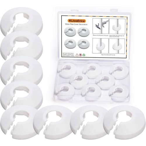 8Pcs Fit 1/2 Inch Flange Water Pipe Cover Decoration 16mm(5/8) Plastic PP escutcheon plate 1/2 inch Cover for Wall Pipe Tube Decoration (white)