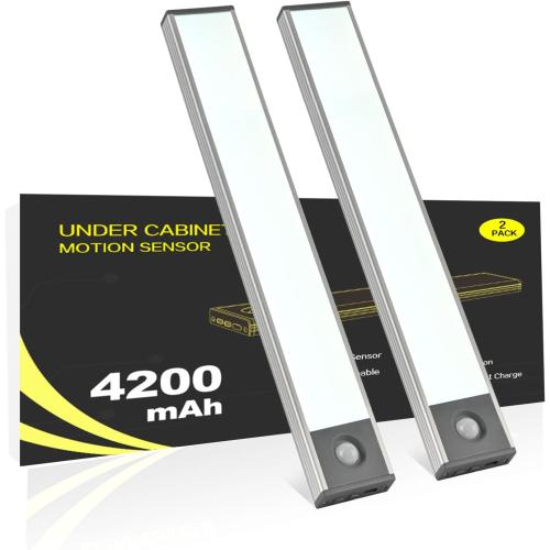 Under Cabinet Lighting, 4200mAh Motion Sensor Light Indoor, 2 Pack