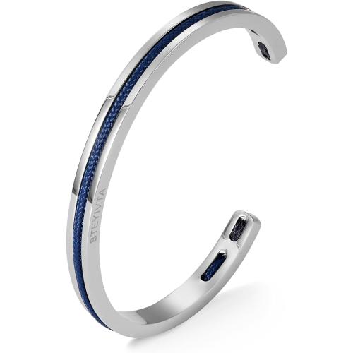 Handmade Minimalist Cuff Bracelet with Lucky Nautical Rope Inlaid Stainless Steel Cuff Unique and Stylish Bangle For Men And Women