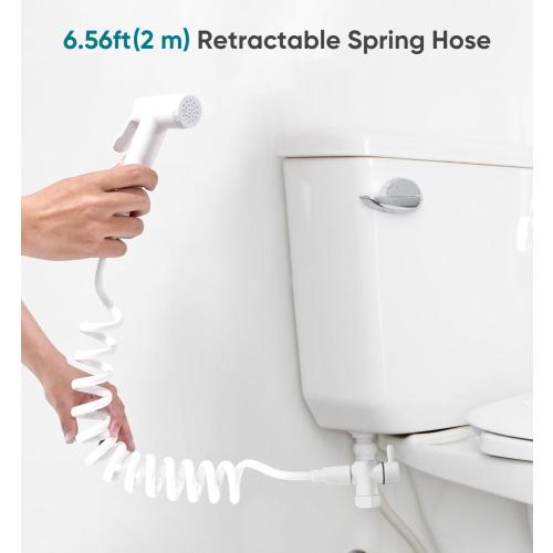 Handheld Bidet Sprayer Kit for Toilet, for Feminine Wash, Bidet Faucet Cloth Diaper, Baby Wash, Pet Wash or Toilet Cleaning, with Spring Type Bidet Hose (White)