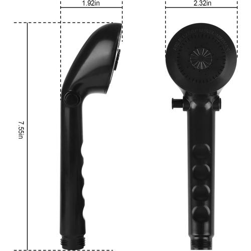RV Shower Faucet w/Showerhead and Hose - Outdoor Non-Metallic Shower Parts On-Off Handheld Shower Head Valve Diverter Replacements for RVs, Fifth Wheels, Motorhomes,Travel Trailers,Campers,Black