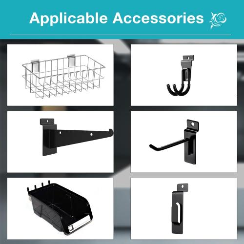 Black 4x8ft NeatiEase Slatwall Panel Wall Storage Systems, 4 x 8ft Slat Wall Paneling Garage Wall Organizer, Heavy Duty Wall Mounted PVC Wall Rack (Black)