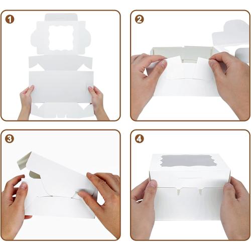 100pcs 5x5x2.5 Inch Cookie Boxes with window Bakery Boxes Dessert Treat Box Chocolate Covered Strawberries Box for Wedding Party Birthday