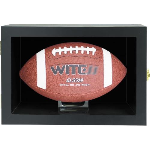 JOVANI Football Display Case Wall Mount Lockable Anti Fade Wood Holders Display Nameplate for Full Size Memorabilia Football w/98% UV Acrylic Door Stand-Sigle Ball