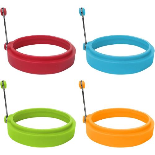 Food Grade Silicone Egg Rings, Multicolor, Egg Ring Molds for Cooking, Fried Egg Rings(4 Pack, 4 Inches)