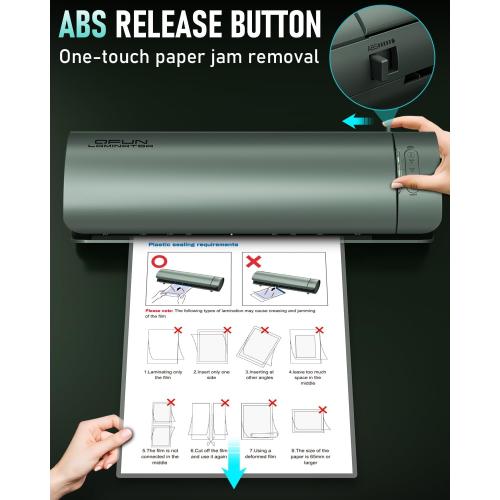 Qfun Laminator Machine 11x17 Cold Thermal Laminator，13 inch Laminating Machine 60s Warm-up with 30 Laminate Sheets，9 in 1 Desktop A3 Lamination Machine with Paper Trimmer for Teacher Home Office