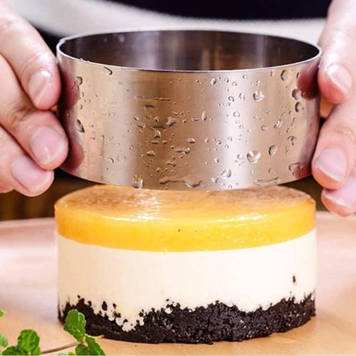 HULISEN 3” Round Cake Ring Mold, Stainless Steel Cooking Crumpet Rings | 4 Food Forms & 1 Pusher, Dishwasher Safe, Home Cooks and Bakers, Tuna Tartare, Pancakes, Salads and Mousse