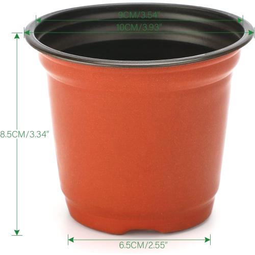 KINGLAKE 100 Pcs 4 Plastic Plants Nursery Pot/Pots Seedlings Flower Plant Container Seed Starting Pots,4 Inch,Red