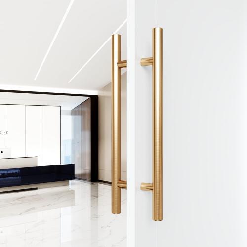 24-inch/304 Stainless Steel Sliding Barn Door Handle, H-Shaped Commercial Push-Pull Glass Long Door Handle Double-Sided，Modern Shower Door Handle,Gold (Gold, 24inch/60cm)