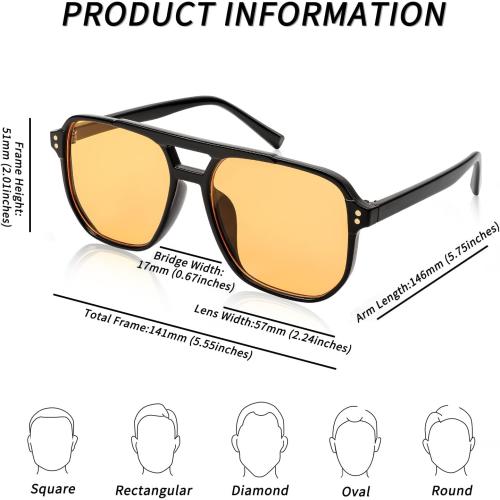 GREEN FEISEDY Retro Square Aviator Sunglasses Women Men 70s Vintage Trendy Plastic Frame Sun Glasses B2835