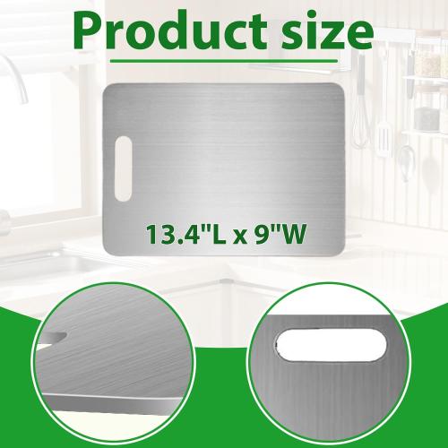 Medium Katuchef Cutting Board, Katuchef Titanium Cutting Board, Cutting Boards, Stainless Double Sided Steel Cutting Boards for Cutting Meat Vegetable Fruit (13.4L x 9W)