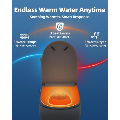 Electric Bidet Toilet Seat, Heated Toilet Seat Elongated with Instant Warm Water & Dryer, Feminine & Front Rear Wash, Wireless Remote, Self-Clean Nozzle, Slow Close Lid, Upgraded Silent ECO Child Mode
