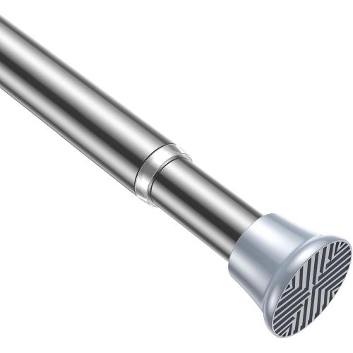 AIZESI Tension Rod 24 to 46 Inch, 1Pcs Silver Tension Rod Tension Curtain Rod, Spring Tension Rod No Drilling Adjustable Curtain Rod for window，kitchen，closet，doorway