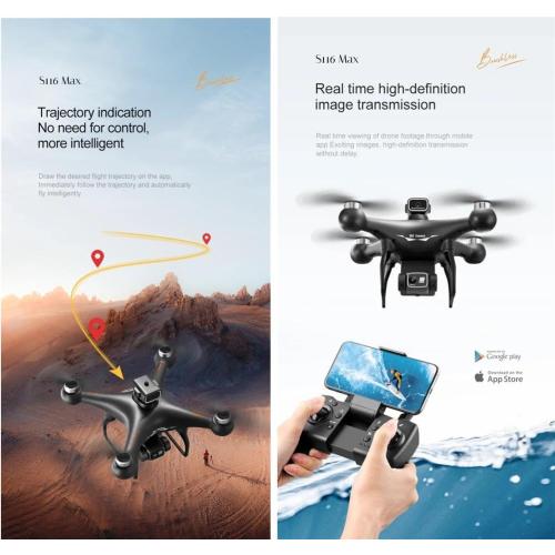 UAV Drone with Camera MAX Drone Professional 8K Dual Camera Optical Flow Brushless 360° Obstacle Avoidance WIFI FPV,Black