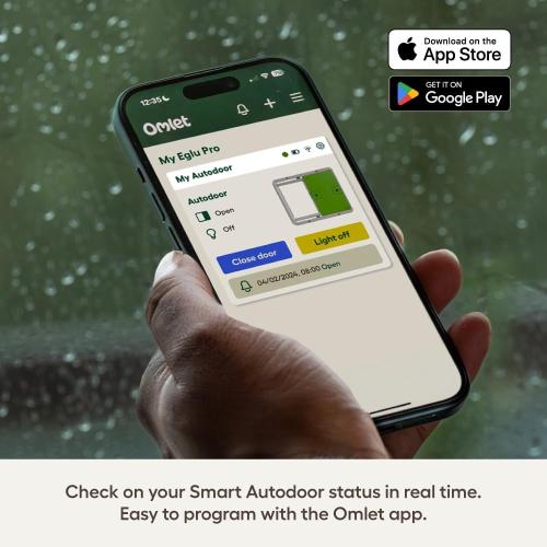 Omlet Smart Automatic Chicken Coop Door Opener | Wi-Fi Enabled | Programmable with App | Operated by Light Sensor or Timer | Easy to Install | Mains or Battery Powered | Built-in Safety Sensors Grey