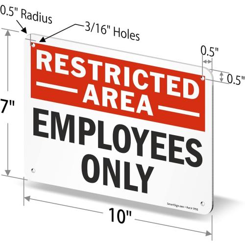 SmartSign Restricted Area - Employees Only Sign | 7 x 10 Aluminum