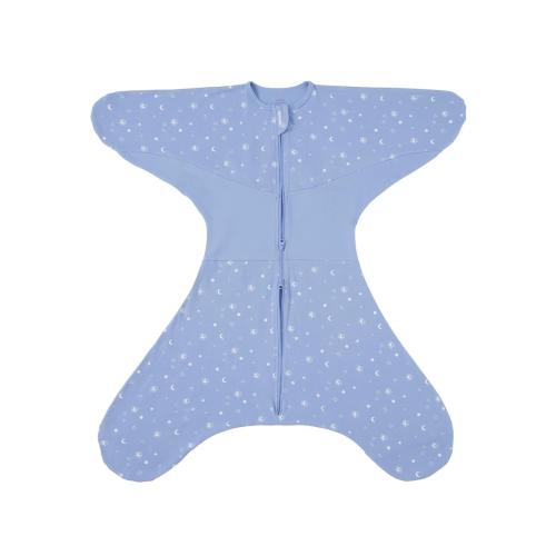 3-6 Months Blue GROWNSY Transitional Swaddle Sleep Sack 3-6 Months, Starfish Design Baby Swaddle Sack, Dual-Zipper for Easy Diaper Changes, Proper Hip Development & Openable Foot Button, 12-20lbs, Blue