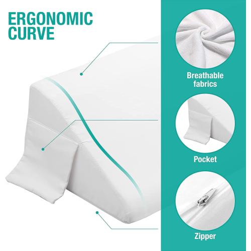 Vekkia Queen Size Bed Wedge Pillow for Headboard Gap/Mattress Wedge Gap Filler/Bed Gap Filler Fill 0-6 Gap Between Headboard and Mattress,60x10x6-White