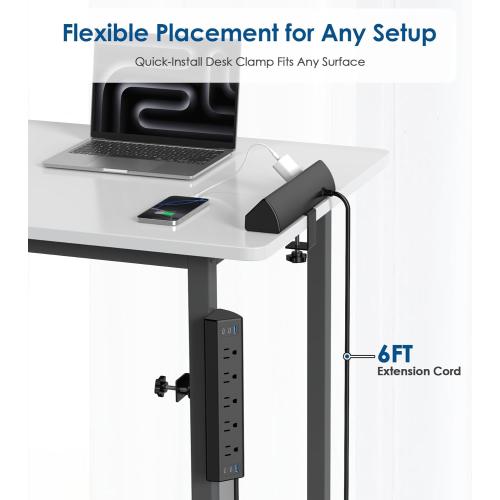 Jgstkcity Desk Clamp Power Strip USB C,40W Total Fast Charging Station,4 PD 20W USB C Ports,Desk Edge Mount Surge Protector,5 Outlets,Fit 1.96 Tabletop Edge,ETL Listed