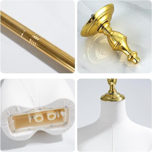 Adjustable Female Dress Form Mannequin with Golden Metal Stand for Clothes Window Display