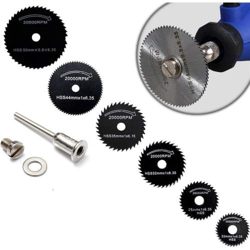 6pcs 1/8 HSS High Speed Steel Circular Saw Blades For Dremel Drills Rotary Tool W/Shank by YEEZUGO