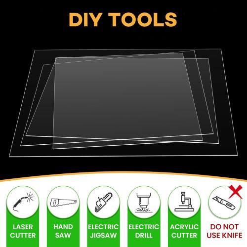 VOISEN 3 Pack Plexiglass Sheets 1/8 Inch Thick, 16X20 Plexi Glass Panel,Plastic Sheet for Crafts,Signs, Display Cases, Sneeze Guard, Cut with Engraver,Power Saw or Hand Tools