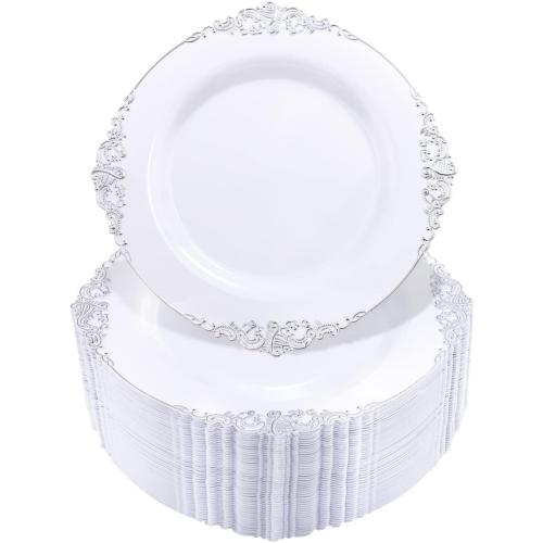 White Silver  Dessert Plates